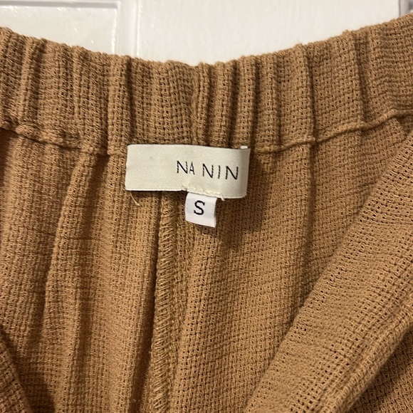 Na Nin Patricia Waffled Cotton Pant, Toffee, SM - Picture 2 of 2